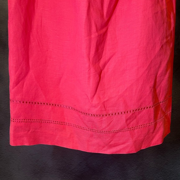 Linen Blend Jones New York Vibrant Pink Midi Dress - Picture 3 of 8